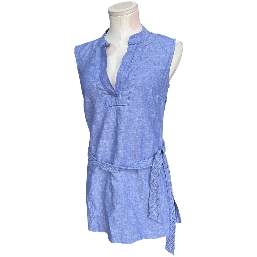 Coastal Connecticut Cotton /Linen Chambray Mini Dress Tunic- XS